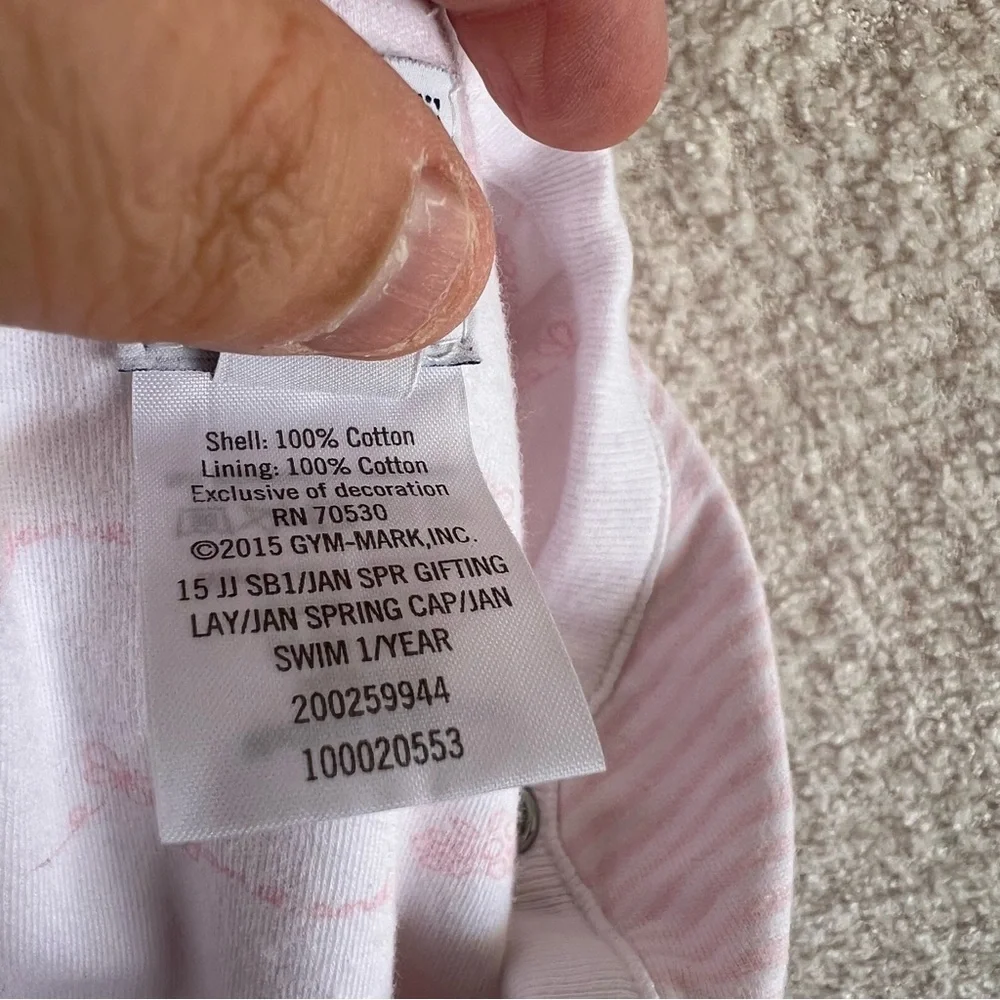 Janie And Jack Baby Pink White Stripe One Piece‎ Snap Pajamas Size 3-6 Months